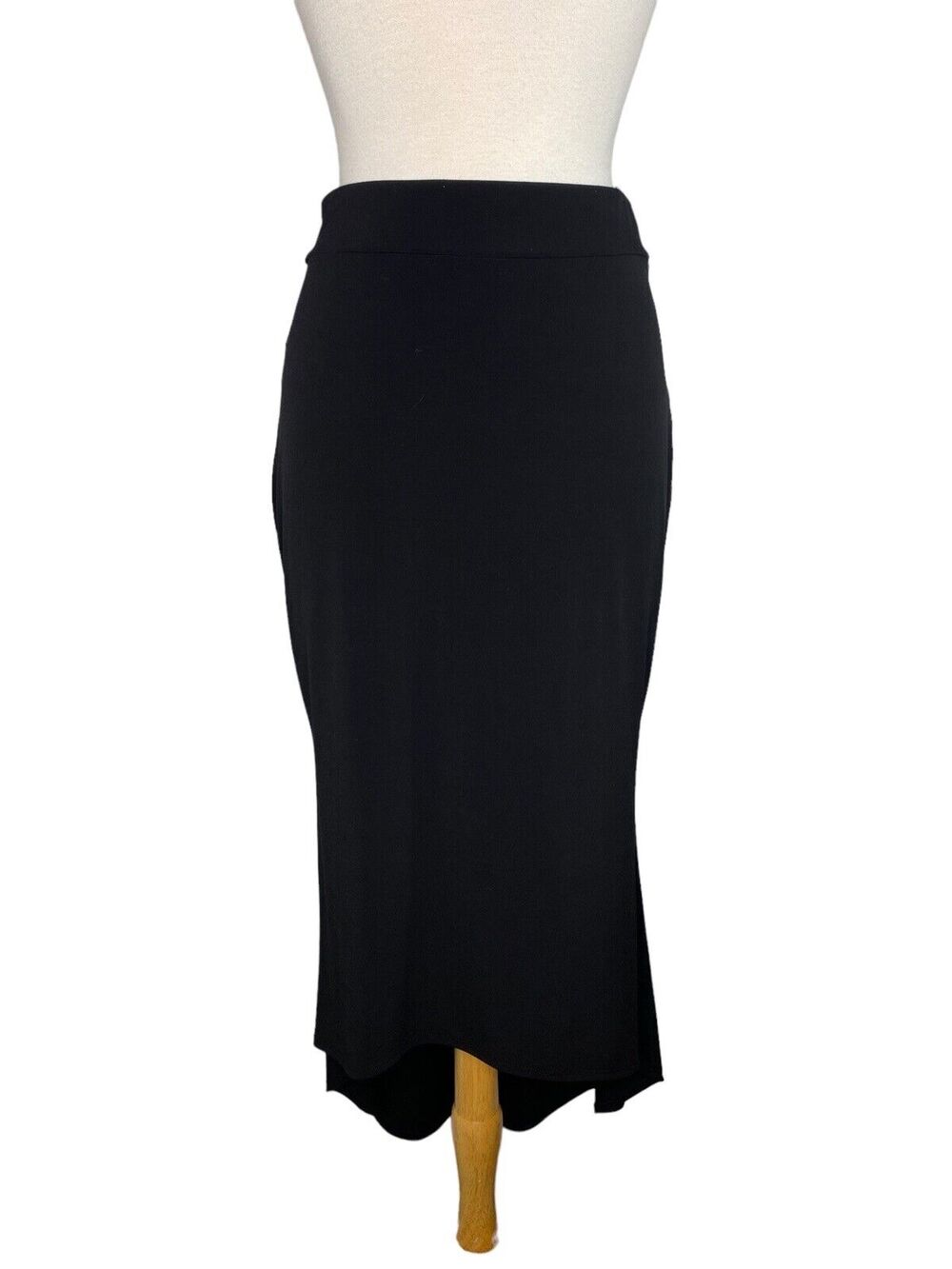 LUNDSTROM Black Jersey Stretch Hi-low Pull On Skirt Size Small Linda Lagenlook